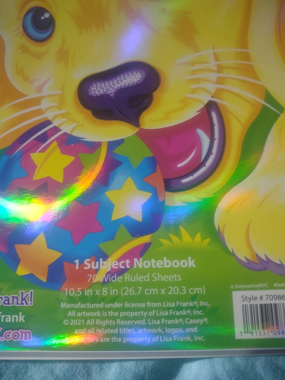 Lisa Frank Yellow Puppy Holographic Dog Notebook NEW